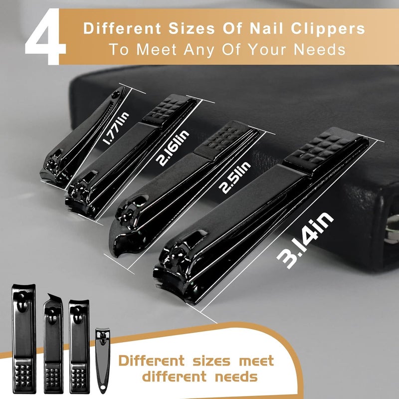 Red Flow Manicure Set 30 in 1 Nail Clipper Set, Nail Clippers,Fingernail & Toenail Clippers,Manicure Tools,Pedicure Tools,Suitable for Travel Manicure Kit (A-Black) - Image 4